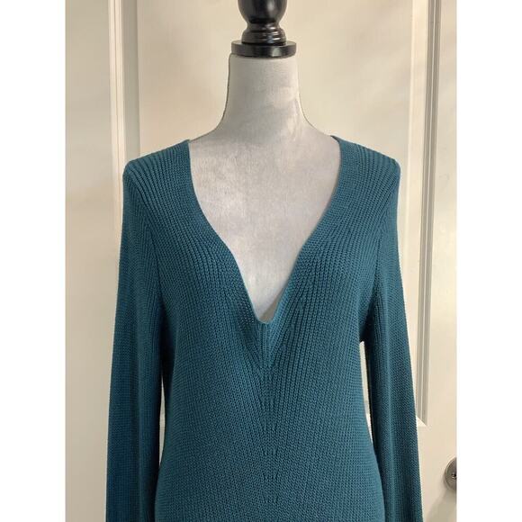 Womens V Neck Knit Sweater Long Sleeve Lagenlook Coastal Sz L Tall - Picture 2 of 7
